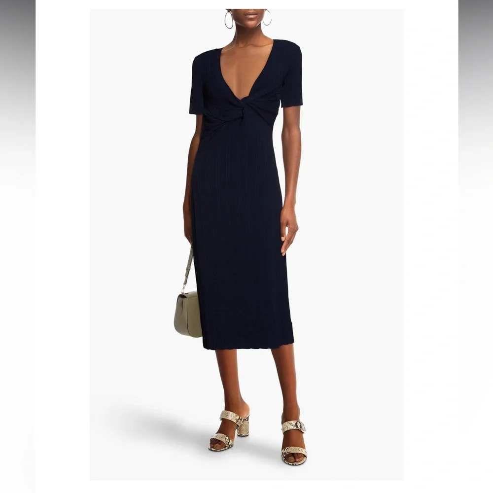 FRAME Navy Twisted Rib Knit Maxi Dress - Picture 8 of 8